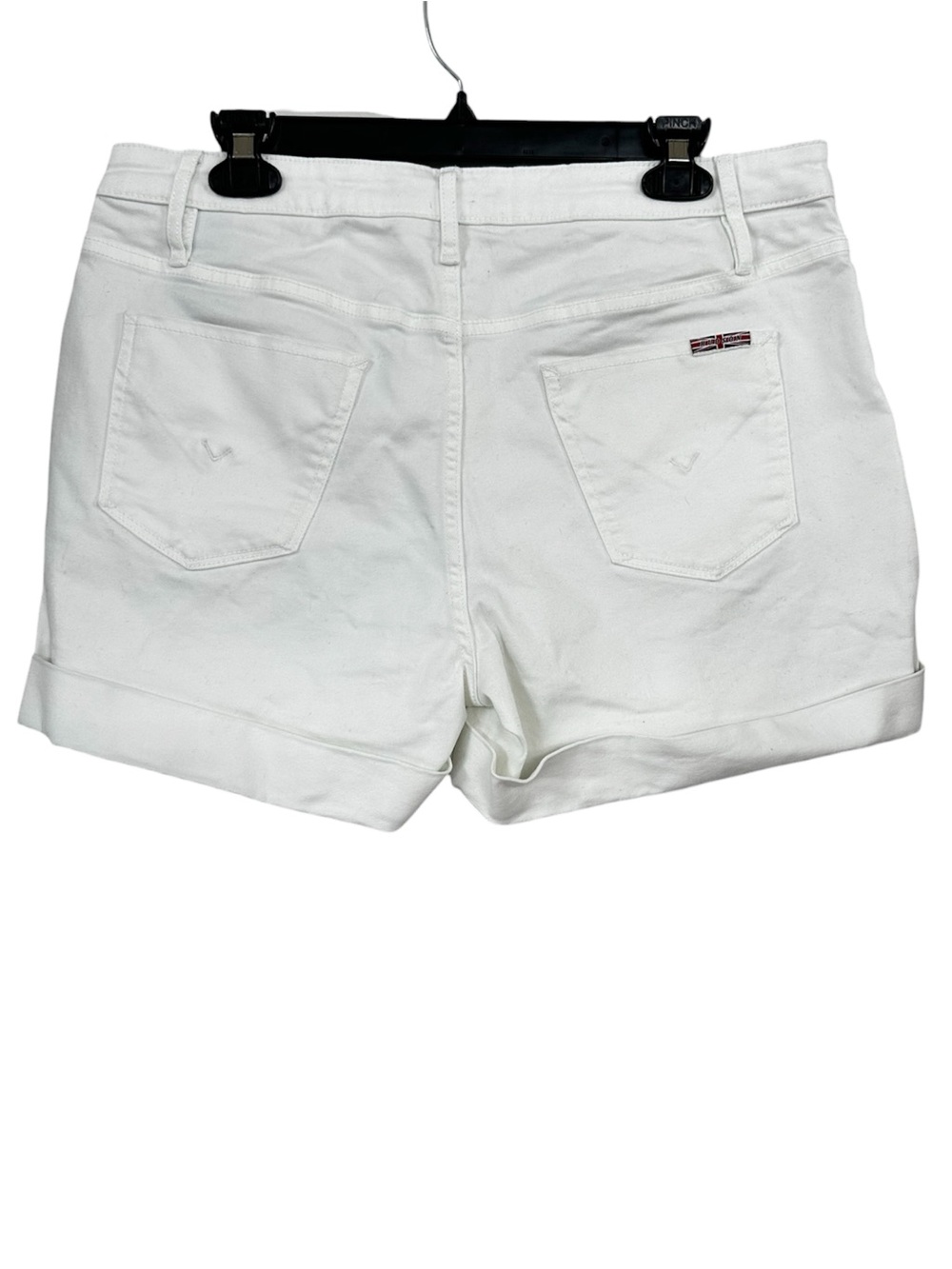 Hudson White Jean Shorts Stretch Denim Five-Pocket Cuff Hem Zip Fly Women’s 12